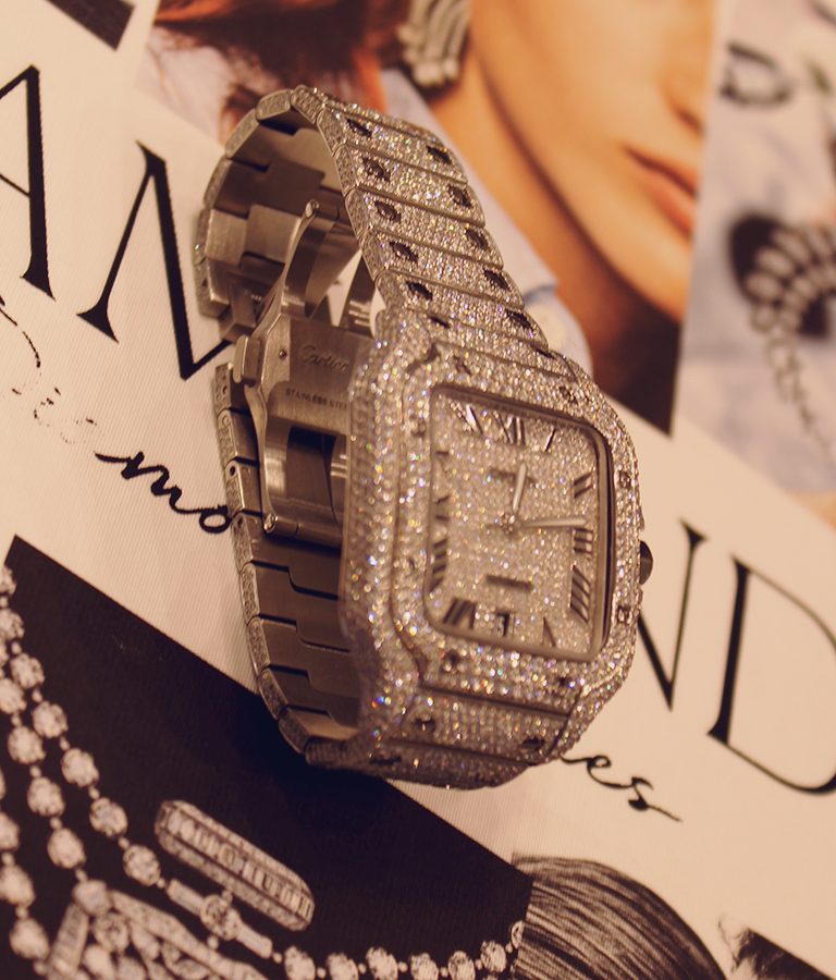 Amidah Diamond Studded Cartier Custom Watch - Buss Down Cartier. - Luxury Watch